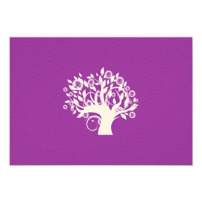 Tree of Life Hebrew Jewish Wedding RSVP Purple Personalized Invites