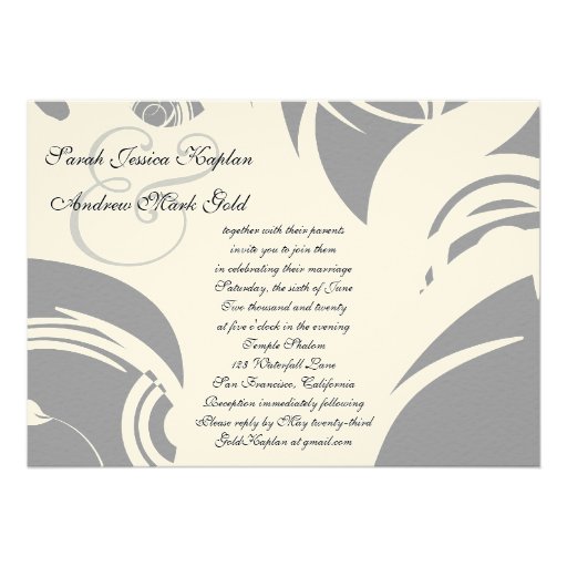 Tree of Life Hebrew Jewish Wedding Silver 5x7 Announcement