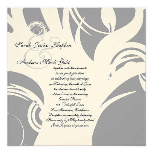 Tree of Life Hebrew Jewish Wedding Silver Personalized Announcements