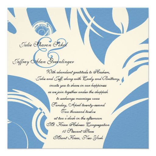 Tree of Life Jewish Wedding Invitation Blue