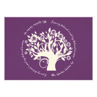 Tree of Life Jewish Wedding Purple Announcement