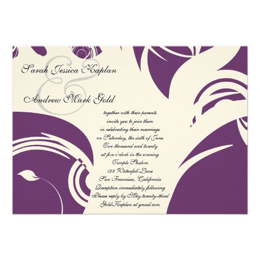 Tree of Life Jewish Wedding Purple Announcement