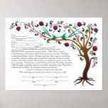 Tree of Life Ketubah & Vows in Jewel tones (R) Print