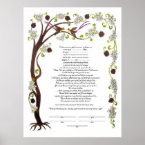 Tree of Life ketubah with pomegranates (v) Print