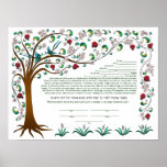 Tree of Life Ktubah, surround-design, white Print