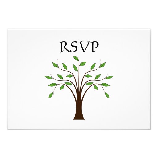 Tree of Life Modern Country Wedding RSVP Response Custom Announcement