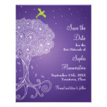 Tree of Life Purple Bat Mitzvah Save the Date Invites