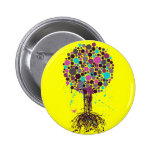 Tree of life Purple Button - on Yellow buttons