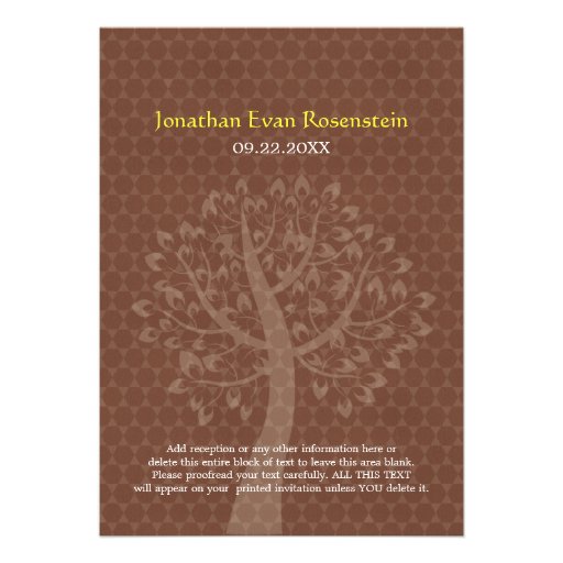 Tree of Life Star of David Pattern Bar-Bat Mitzvah Invitation