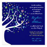 Tree of Life Stars Bar Mitzvah Invitation Blue