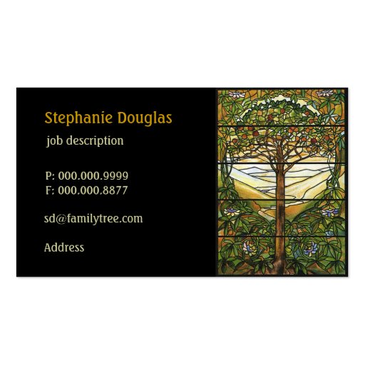 Tree of Life/Tiffany Stained Glass Window Business Card (back side)