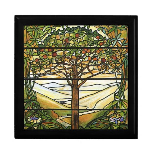 Tree of Life/Tiffany Stained Glass Window Trinket Box Zazzle