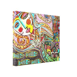 Tree Of Life Village Mermaid Canvas Stretched Canvas Prints