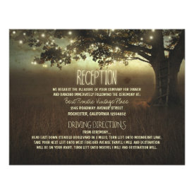 tree of lights rustic wedding reception personalized announcement