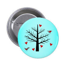 Tree of Love With Hearts And Birds Buttons