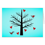 Tree of Love With Hearts And Birds Card