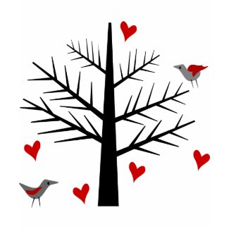 Tree of Love With Hearts And Birds shirt