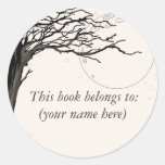Tree, old newspaper quality round stickers