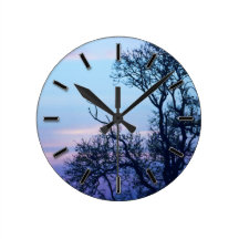 Tree on a pastel sky clock