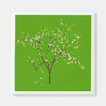 Tree on Green Background Fridge Magnet