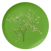 Tree on Green Background Party Plate