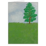 Tree on Hill - First Oil Painting Greeting Cards