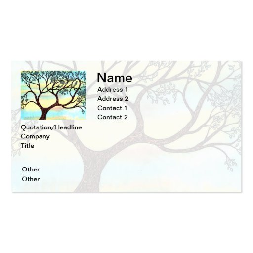 Tree on Vellum with Watercolor Background Business Cards (front side)