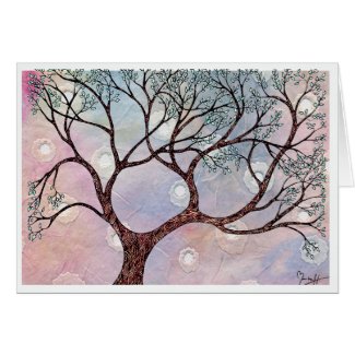 Tree on Vellum with Watercolor Background zazzle_card
