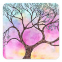 Tree on Vellum with Watercolor Background sticker