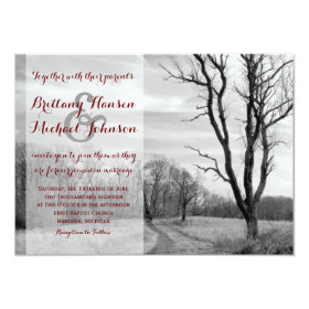 Tree Path Rustic Country Wedding Invitations 4.5
