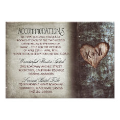 tree rustic wedding accommodations cards