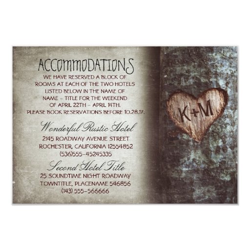 tree rustic wedding accommodations cards personalized announcement