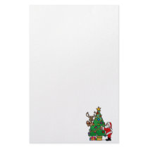 Tree santa and reindeer personalized stationery
