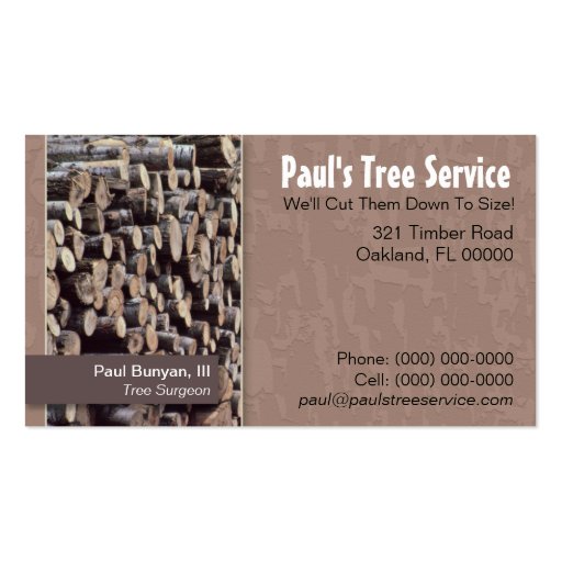 Tree Service/Firewood Business Card (front side)