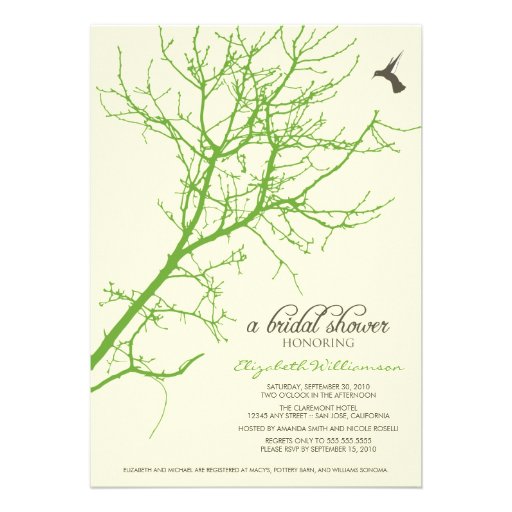 Tree Silhouette Bridal Shower Invitation (lime)