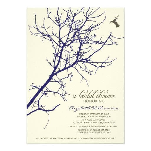 Tree Silhouette Bridal Shower Invitation (navy)