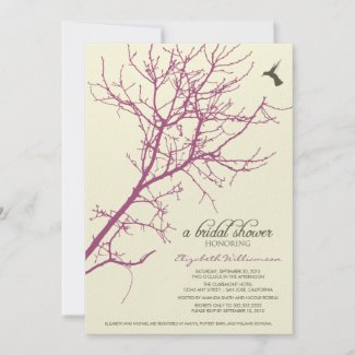 Tree Silhouette Bridal Shower Invitation (plum) invitation