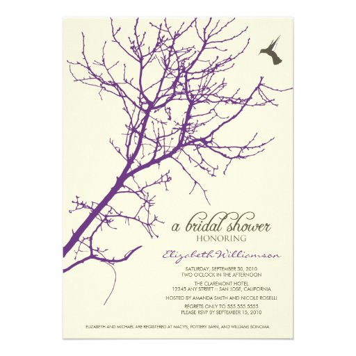Tree Silhouette Bridal Shower Invitation (purple)