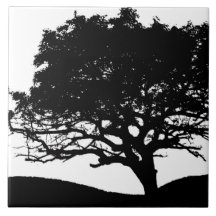 Tree Silhouette Ceramic Tile
