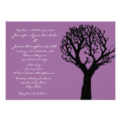 Tree Silhouette Country Purple Wedding Invitations