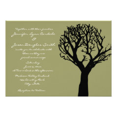 Tree Silhouette Country Sage Wedding Invitations