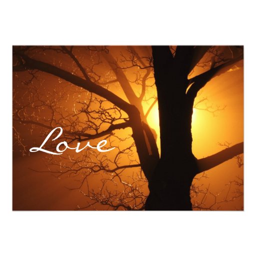 Tree Silhouette Sunset Country Wedding Invitations