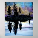 Tree Silhouettes on Autumn Lake posters