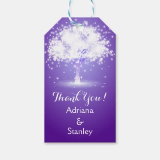 Tree & sparkling lights purple wedding Thank You Pack Of Gift Tags