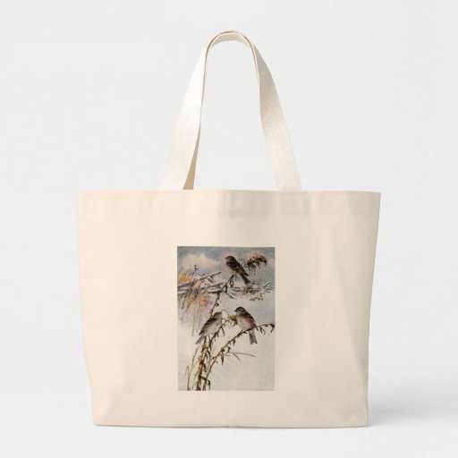 Tree Sparrows in Winter Canvas Bags