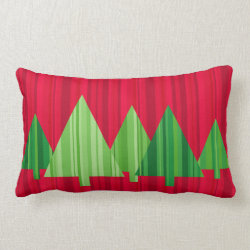 Tree Stripes Christmas Pillow — LUMBAR (Red)