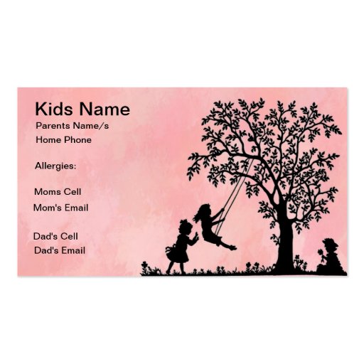 Tree Swing Calling Card Business Card Templates (front side)