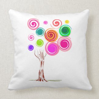 tree swirly foliage colourful pillows