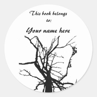 Tree Top Abstract Bookplate Sticker