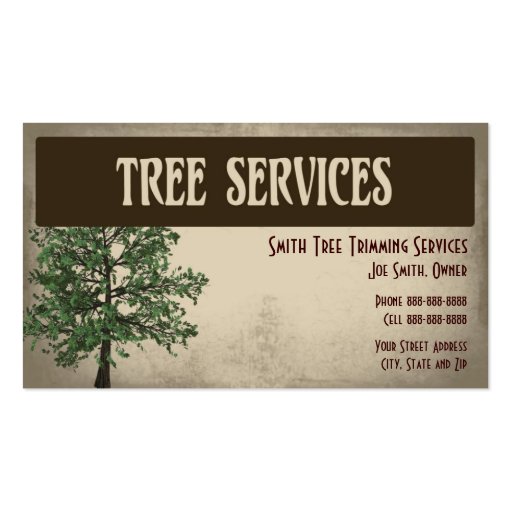 Tree Trimming Care Services Business Card (front side)